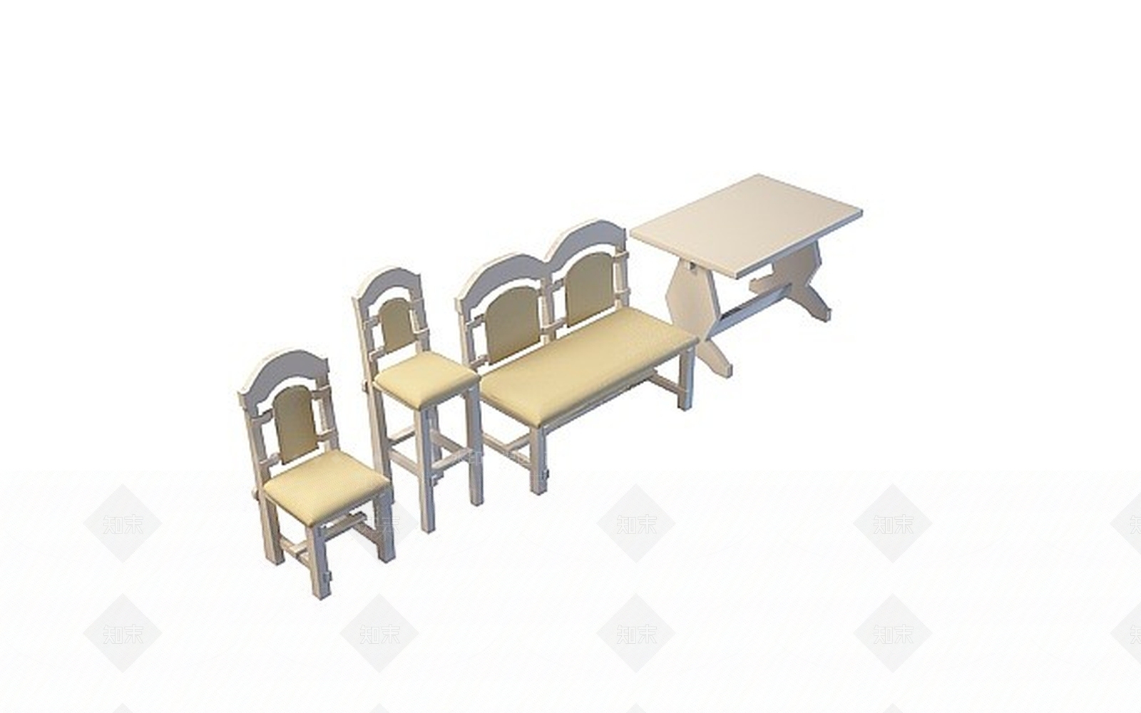 欧式古典欧式实木桌椅3D模型下载【ID:1198848031】