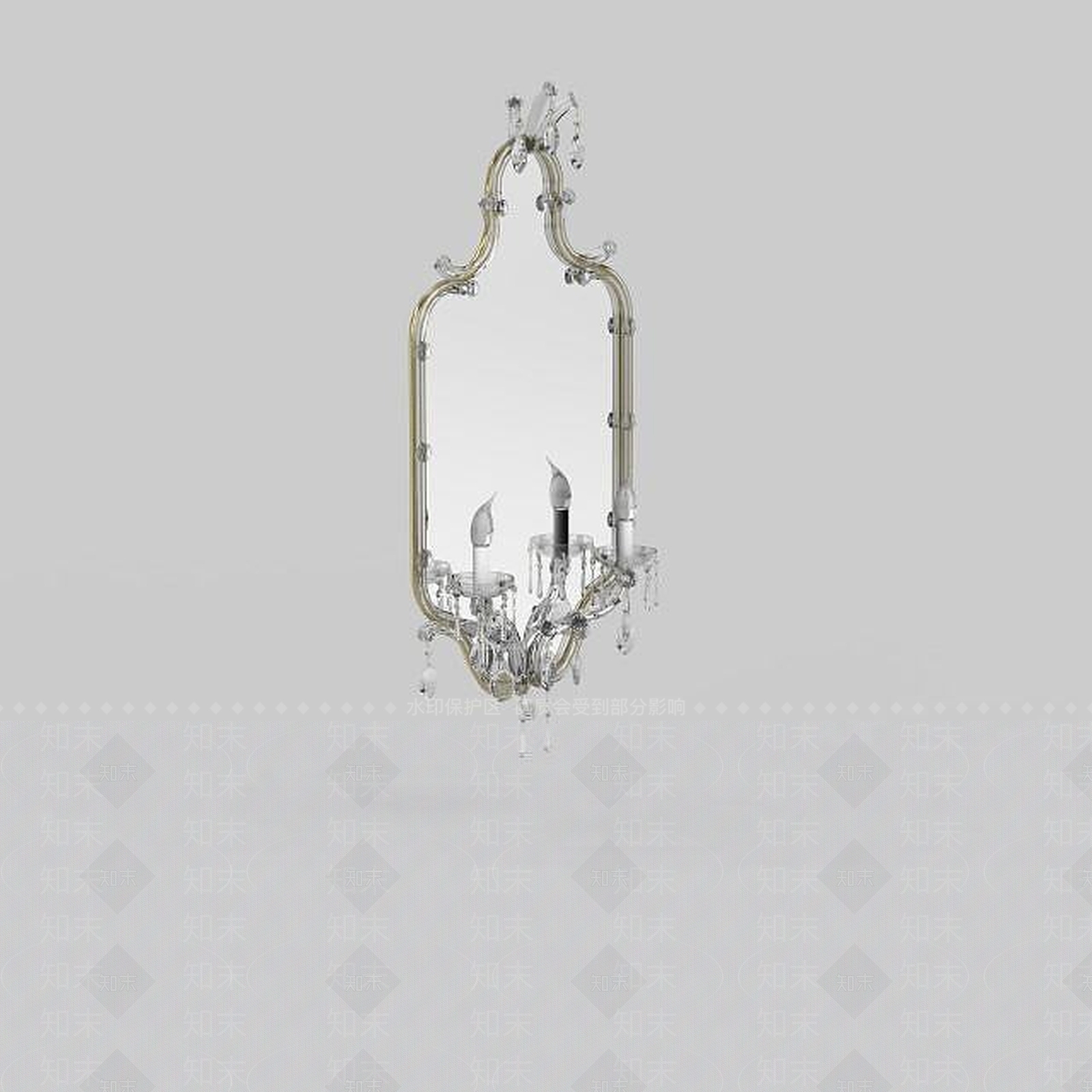 现代创意带镜式水晶壁灯3D模型下载【ID:1198849405】