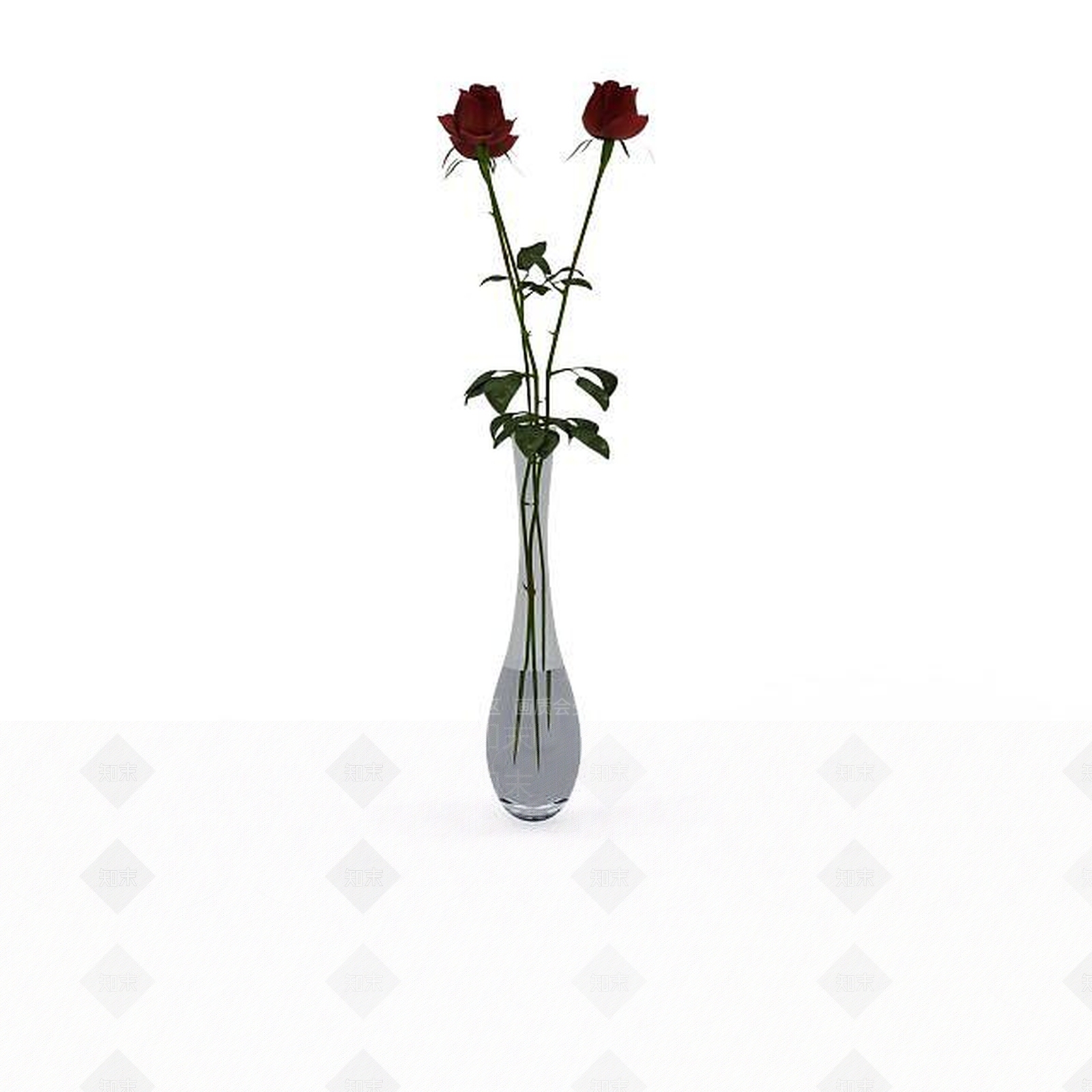 现代玫瑰花瓶装饰品3D模型下载【ID:1198853447】