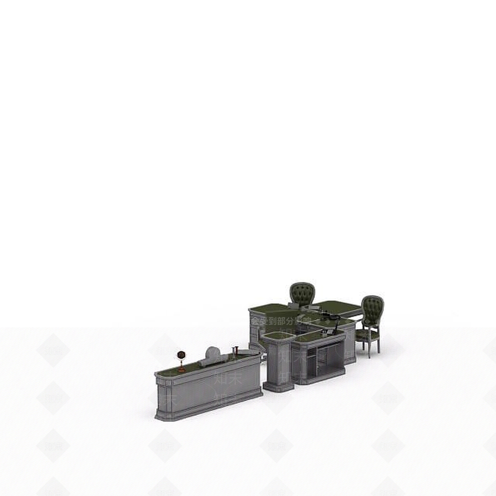 现代办公室桌子组合3D模型下载【ID:1198854288】