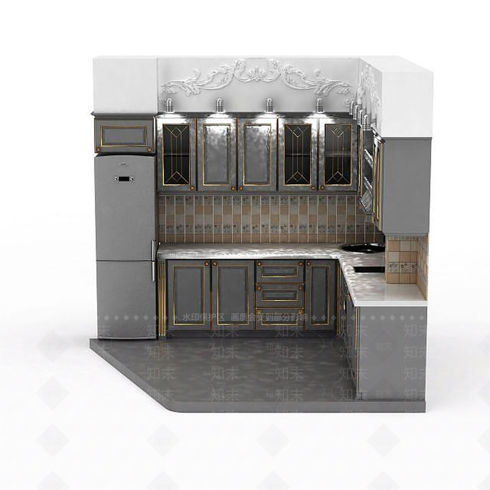 欧式古典欧式风格橱柜3D模型下载【ID:1198857815】