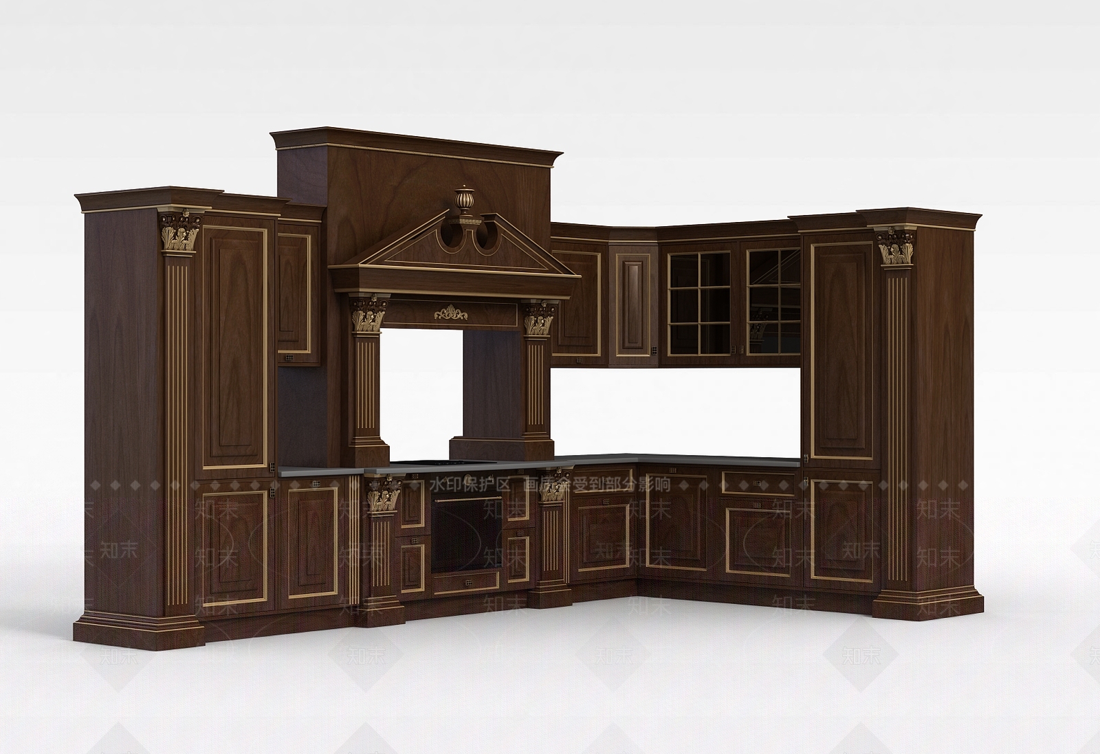 现代实木橱柜3D模型下载【ID:1198858072】