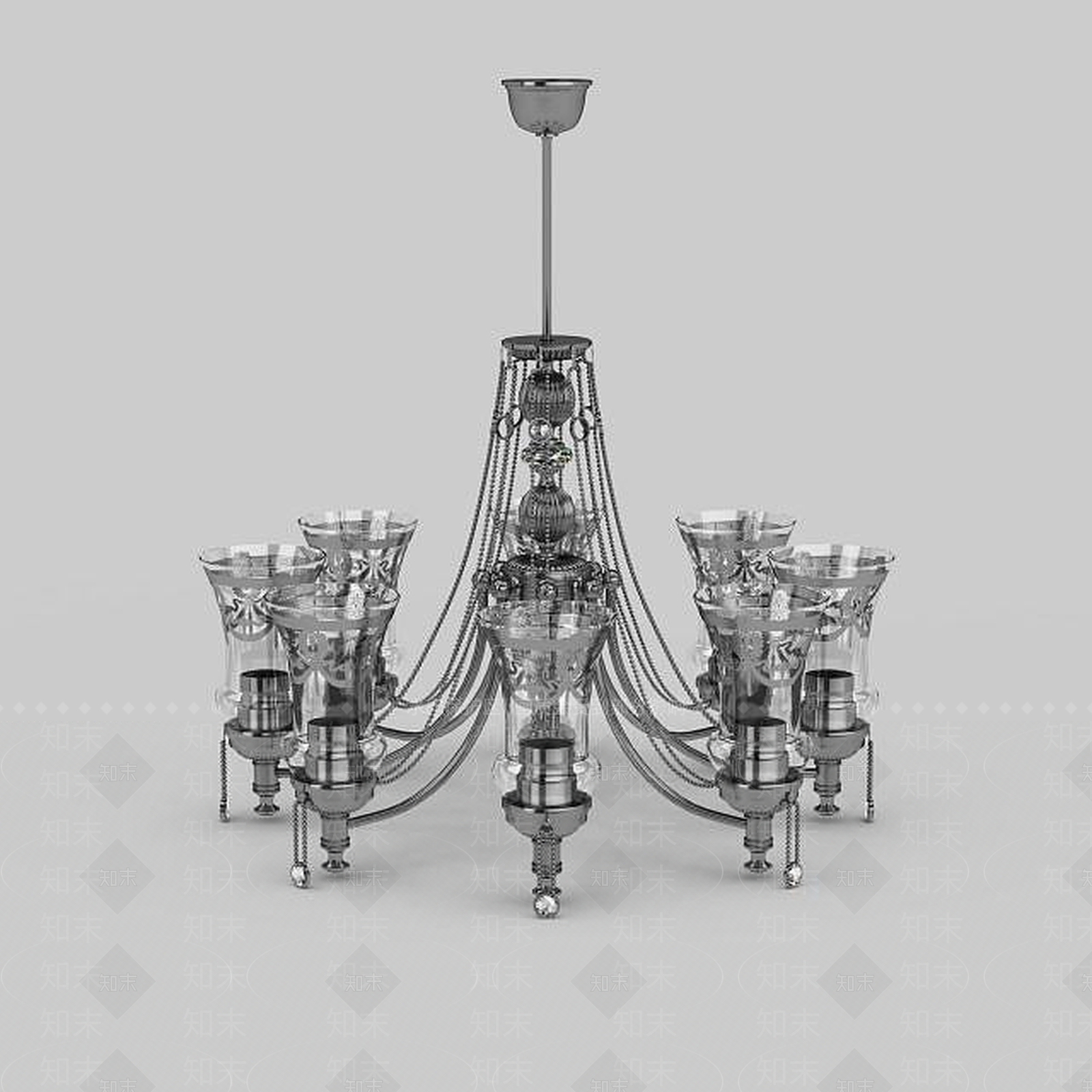 现代水晶吊灯3D模型下载【ID:1198859421】