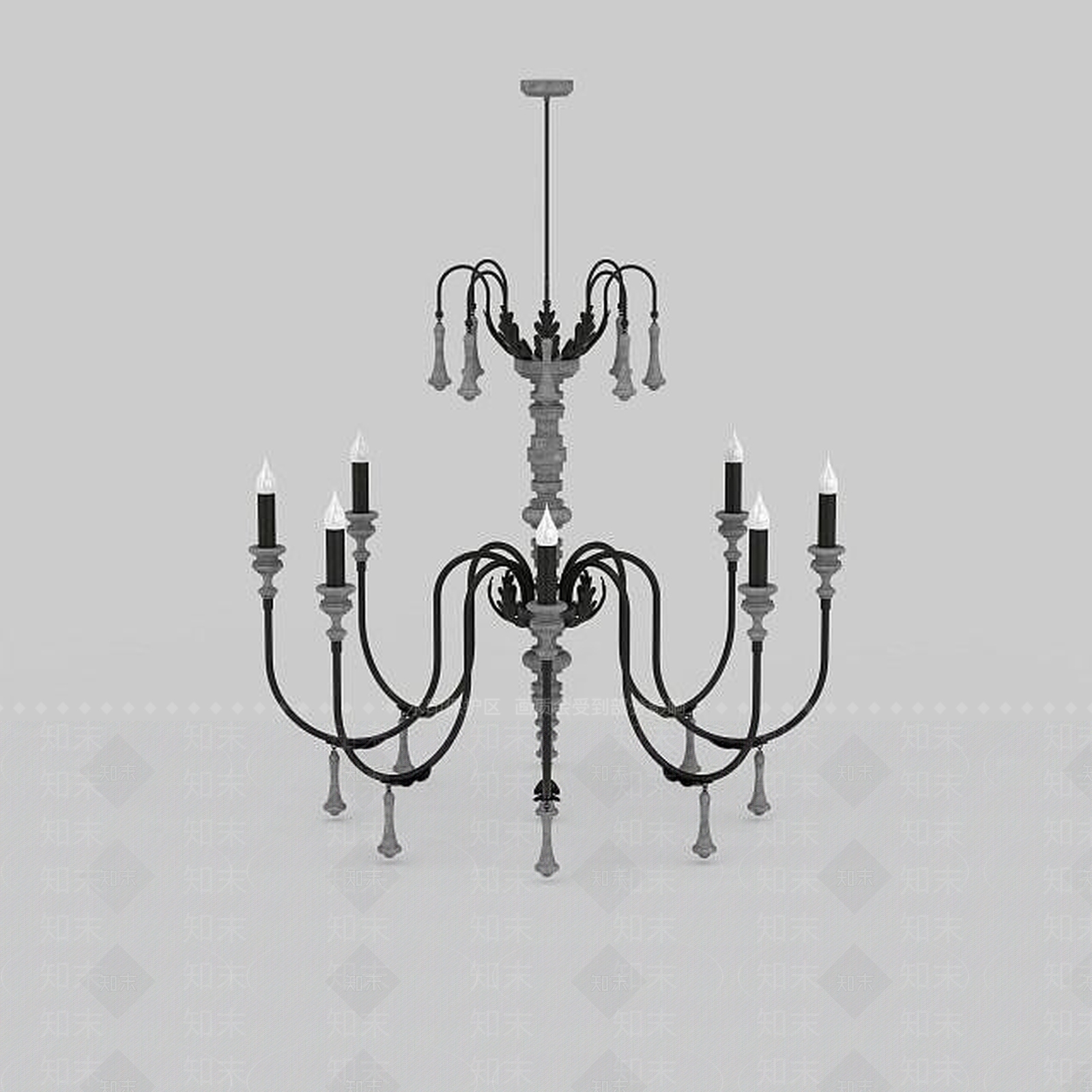 现代铁艺创意吊灯3D模型下载【ID:1198860353】