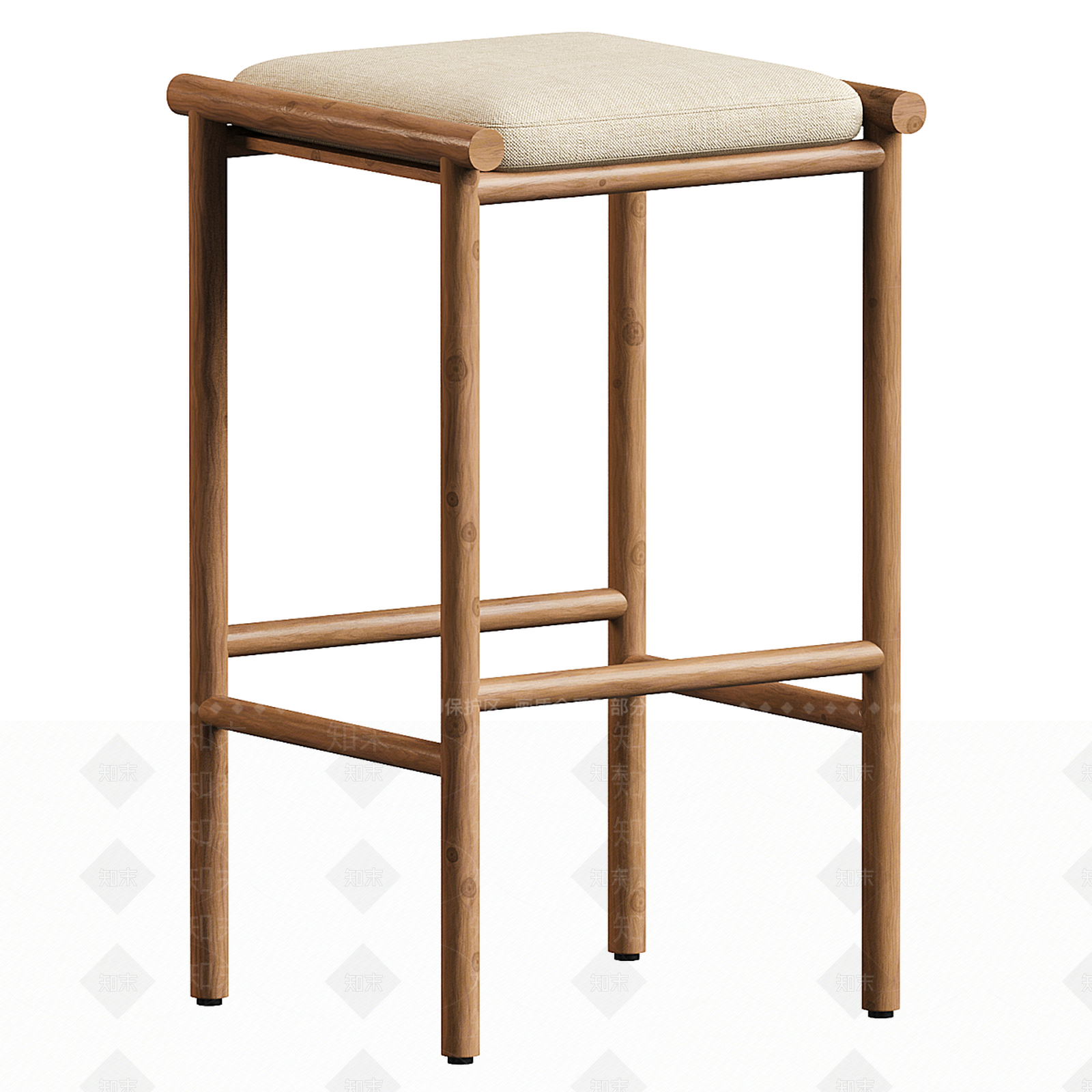 新中式原木吧椅3D模型下载【ID:1198863267】
