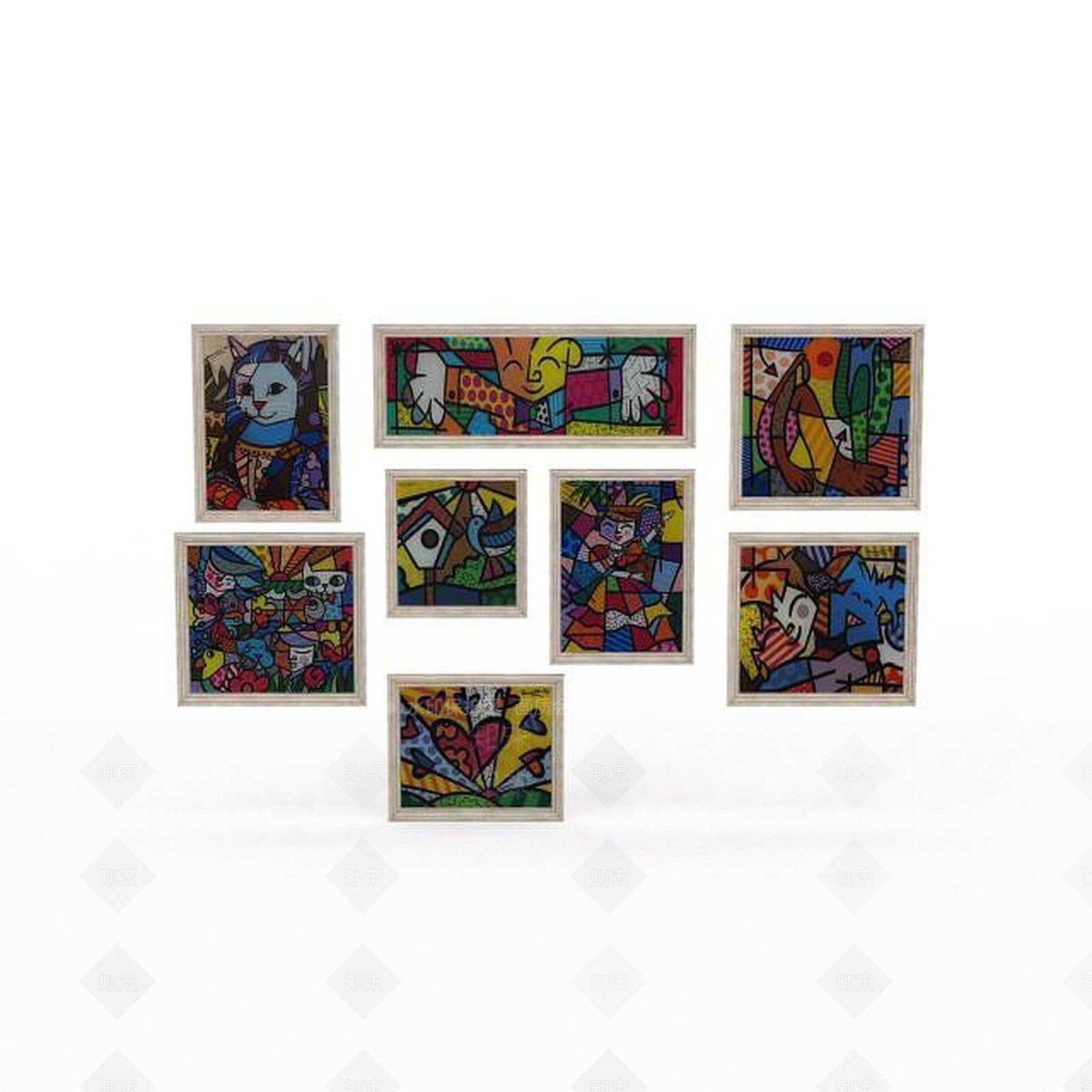 现代客厅装饰画3D模型下载【ID:1198864369】