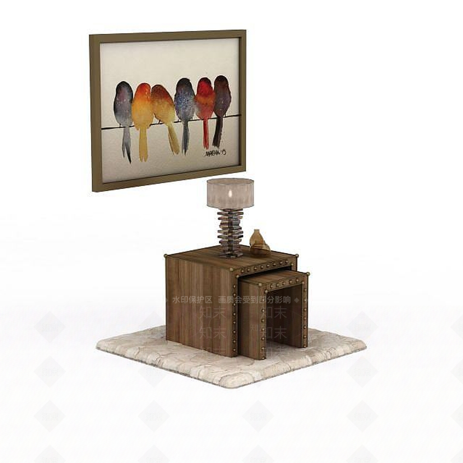 现代卧室陈设品3D模型下载【ID:1198867267】