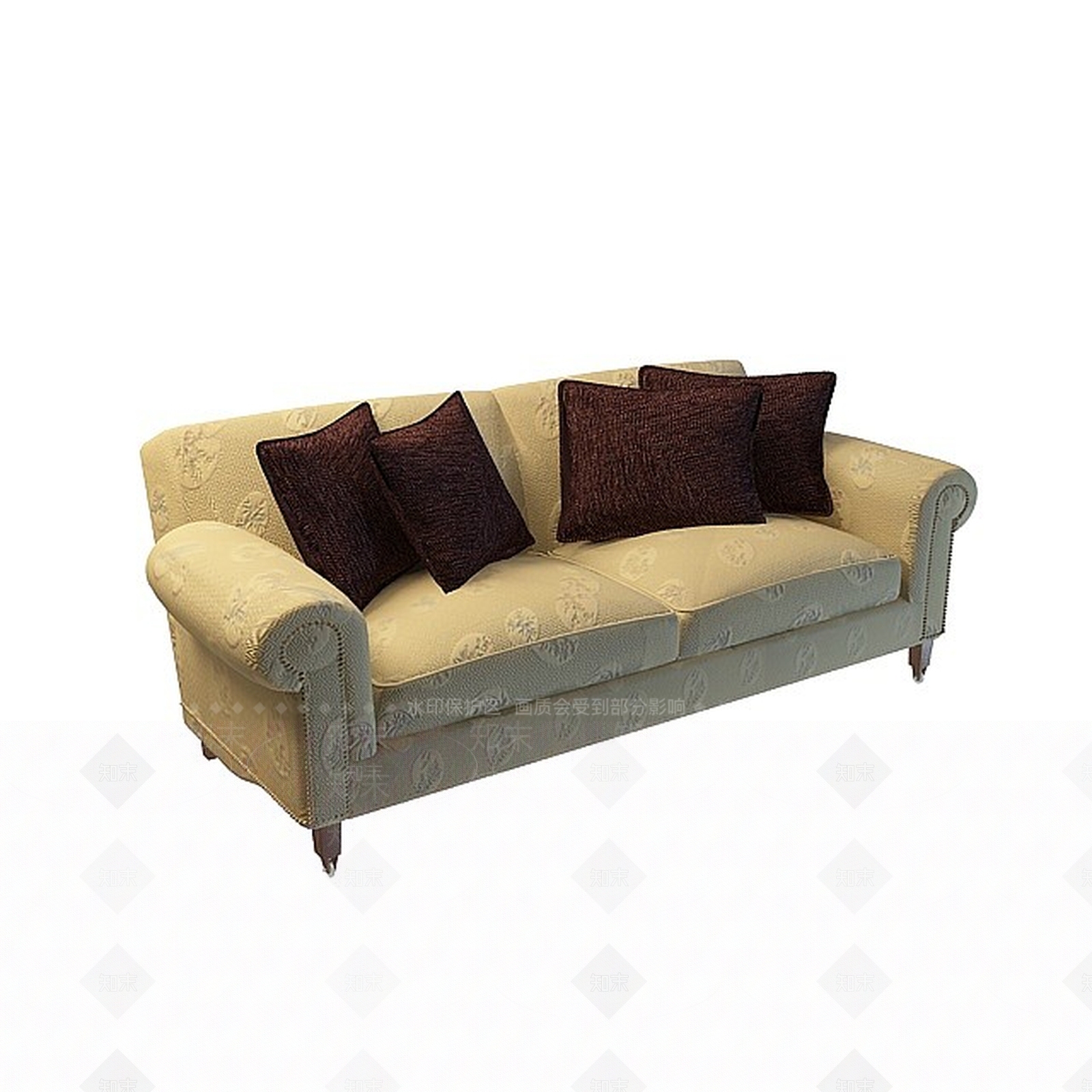 现代布艺双人沙发3D模型下载【ID:1198867678】