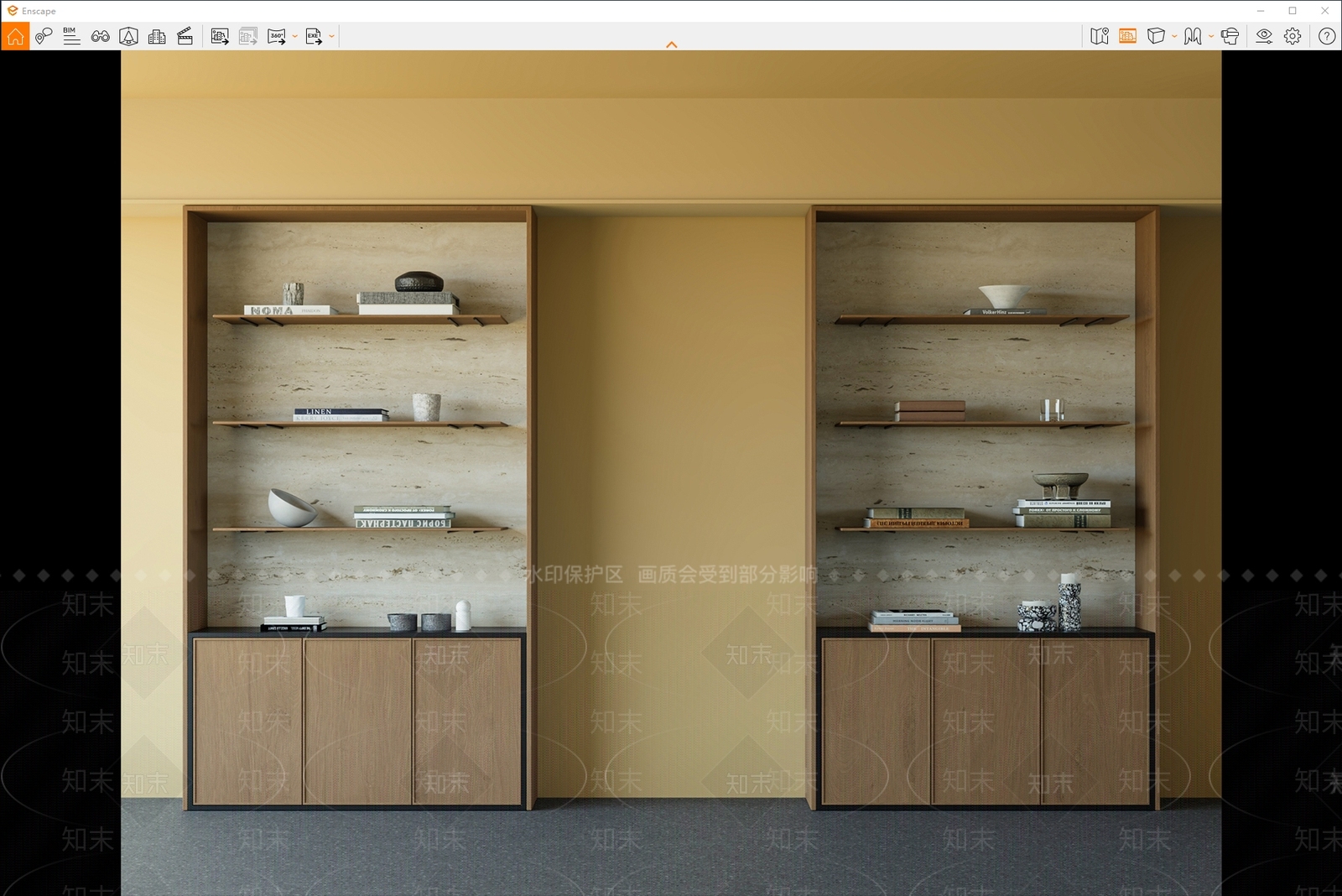 现代原木书柜SU模型下载【ID:1198868839】