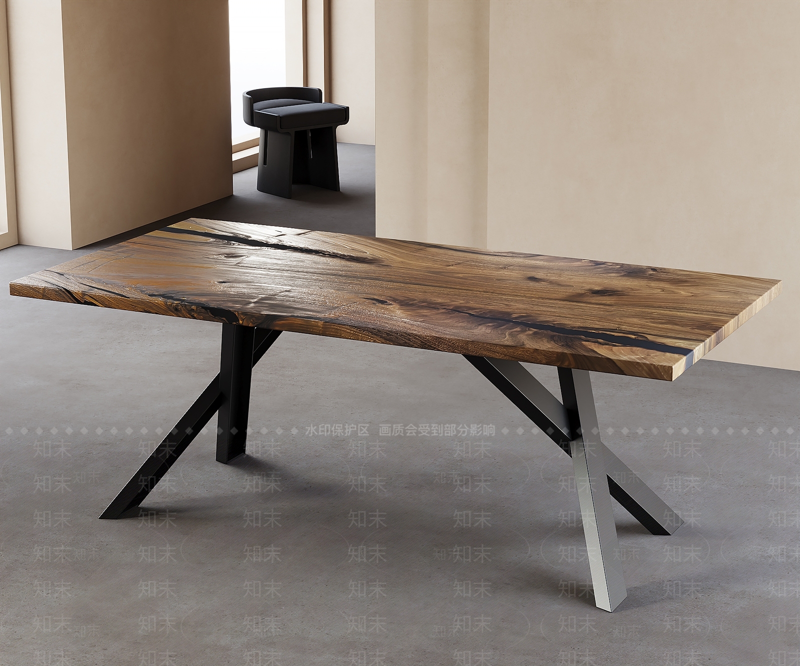 侘寂原木餐桌3D模型下载【ID:1198869597】