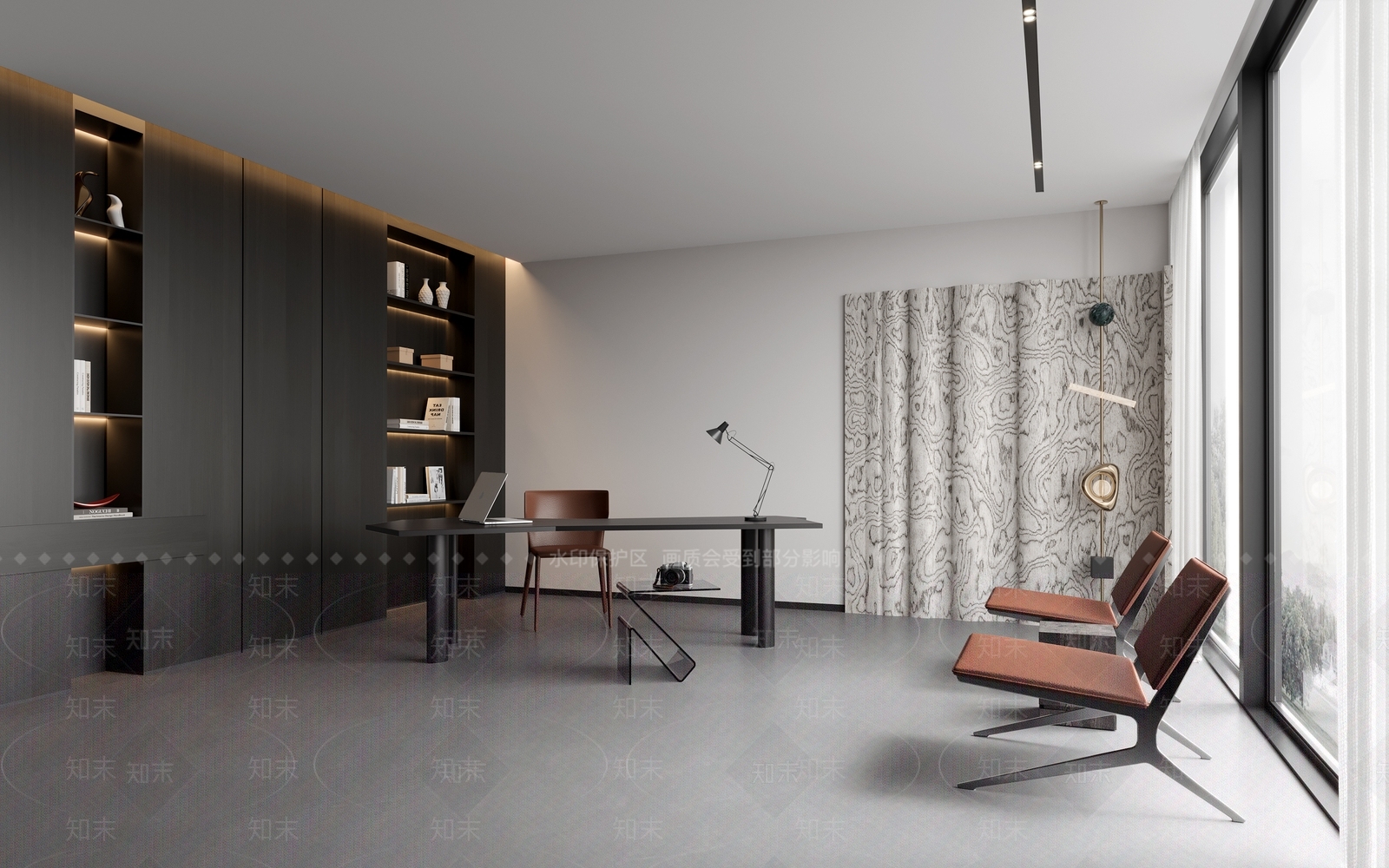 现代简约书房3D模型下载【ID:1198870234】