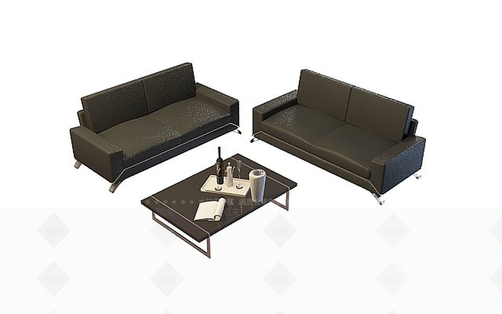 现代黑色沙发茶几组合3D模型下载【ID:1198870947】