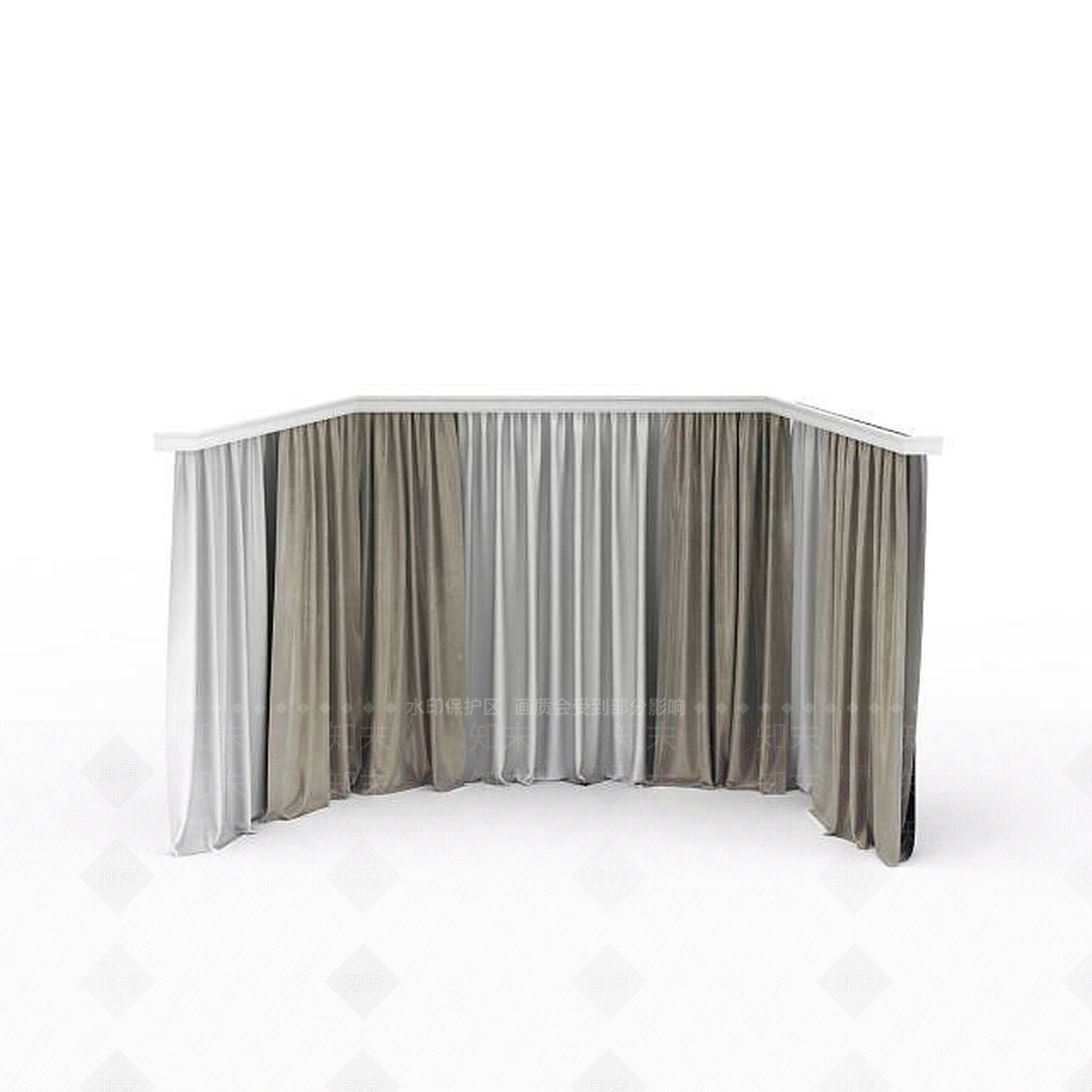 现代室内窗帘3D模型下载【ID:1198871774】