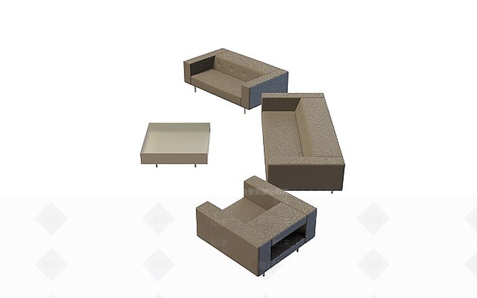 现代办公组合式沙发茶几3D模型下载【ID:1198872787】