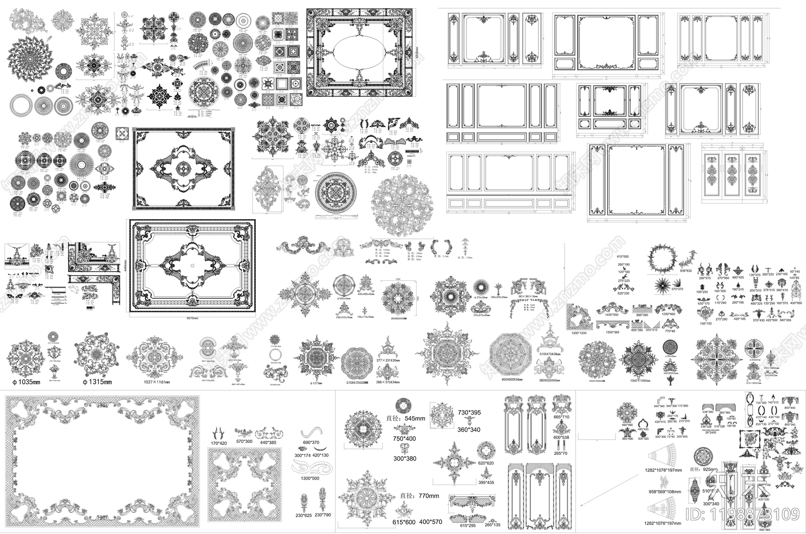 雕花施工图下载【ID:1198873109】