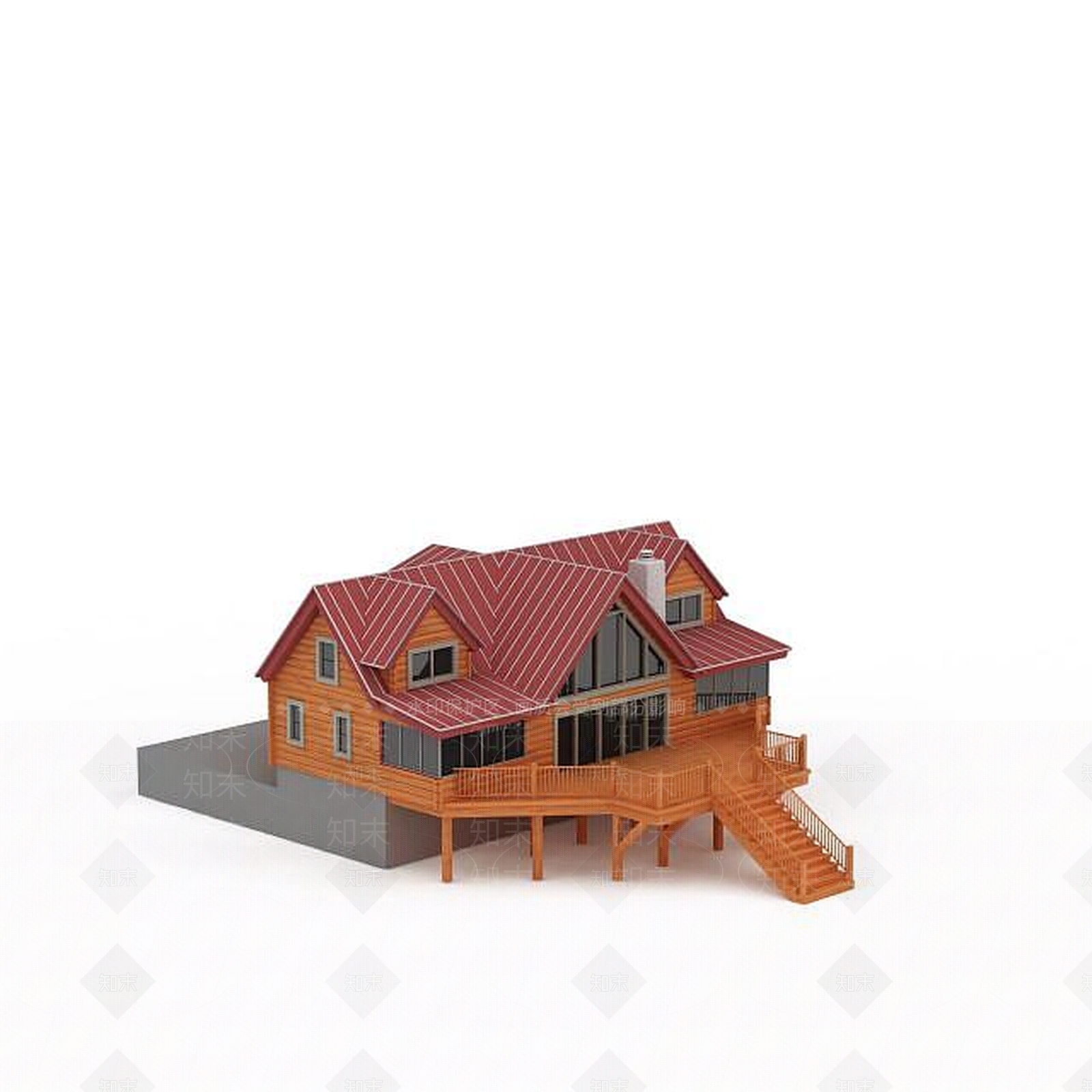 现代别墅建筑3D模型下载【ID:1198873565】