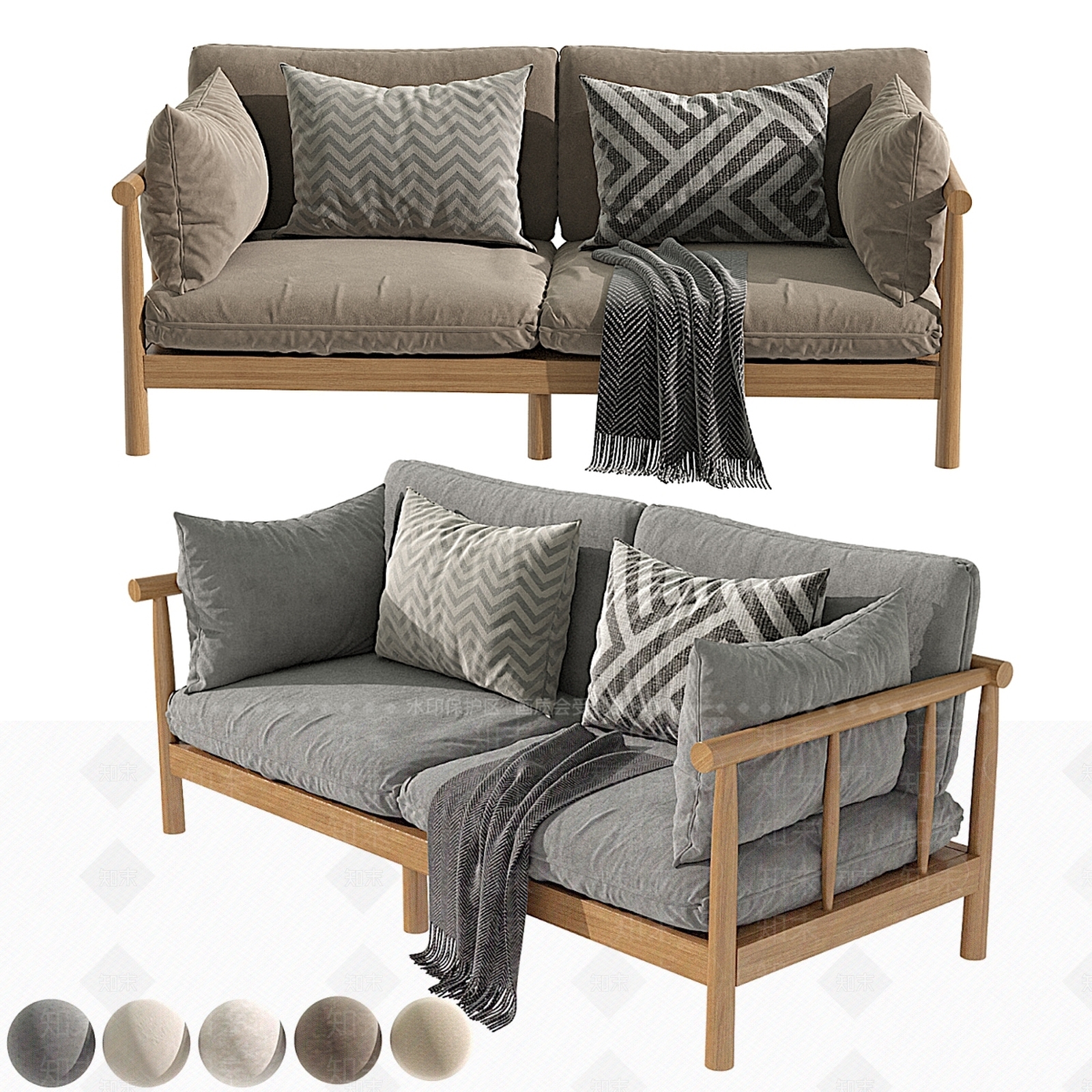 现代双人沙发3D模型下载【ID:1198876370】