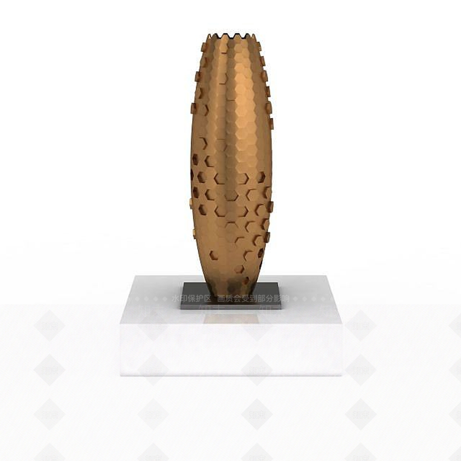 现代金色装饰花瓶3D模型下载【ID:1198878681】