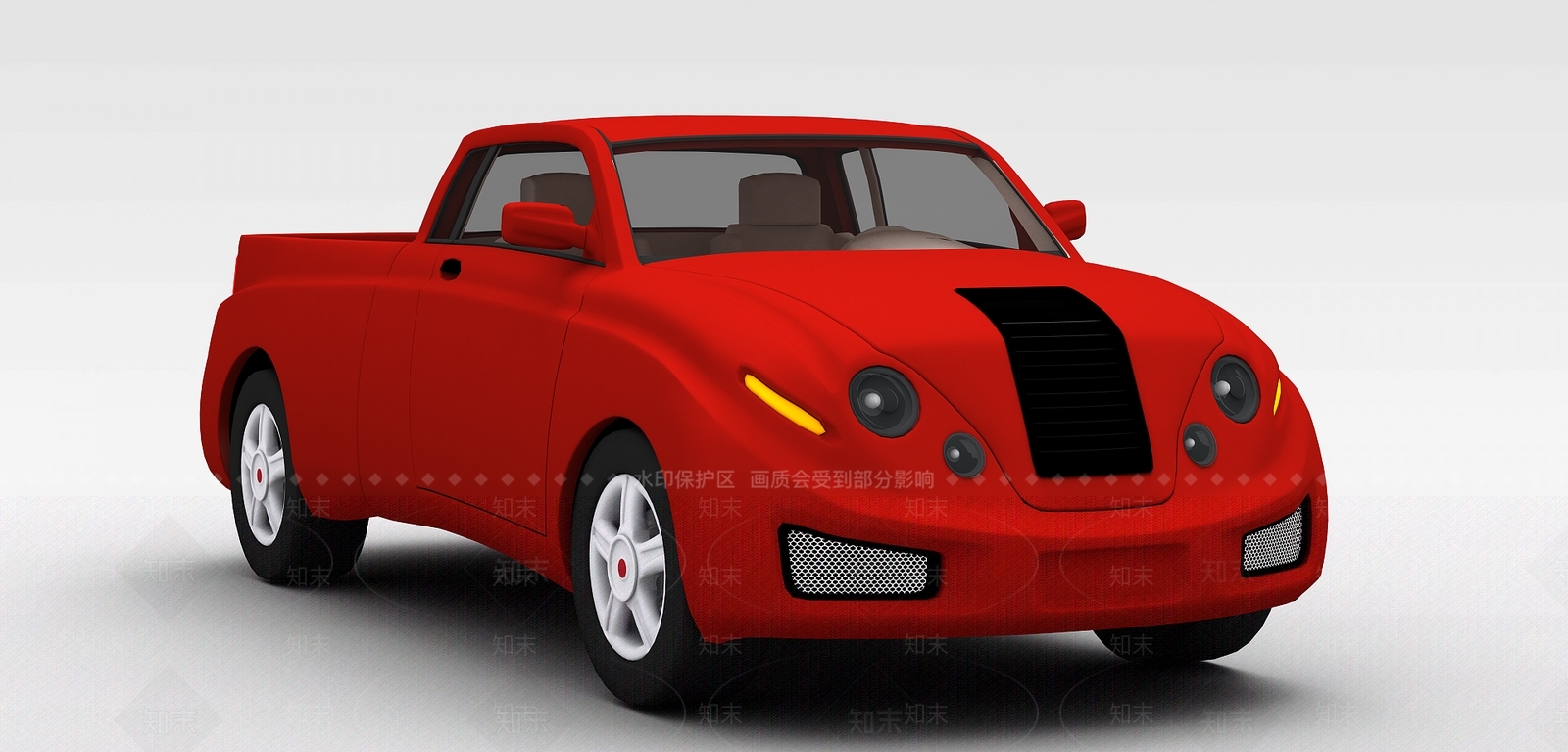 现代红色卡车3D模型下载【ID:1198879379】