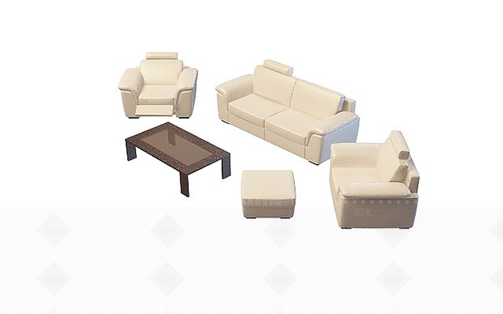 现代组合式沙发茶几3D模型下载【ID:1198879445】