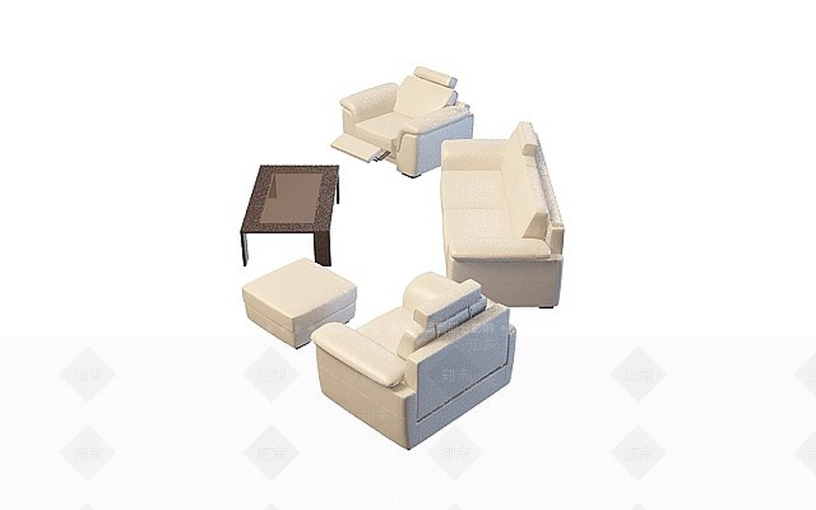 现代组合式沙发茶几3D模型下载【ID:1198879445】