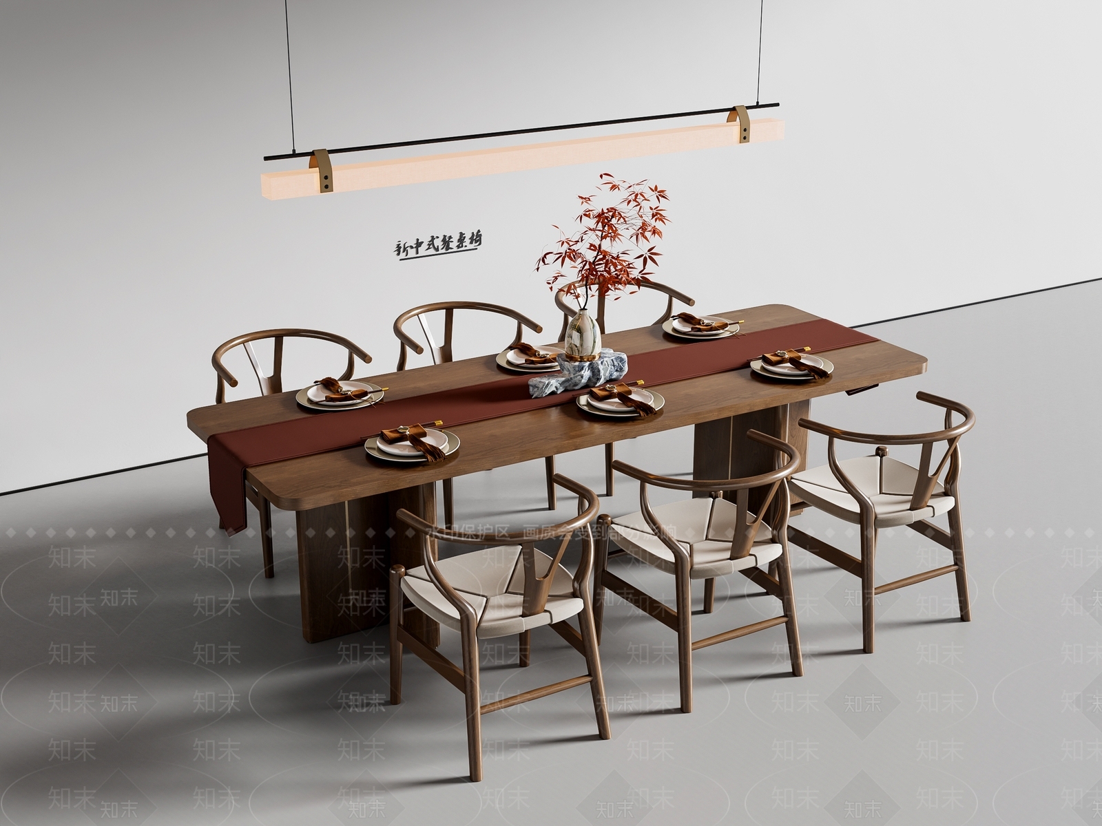 新中式餐桌椅3D模型下载【ID:1198879803】