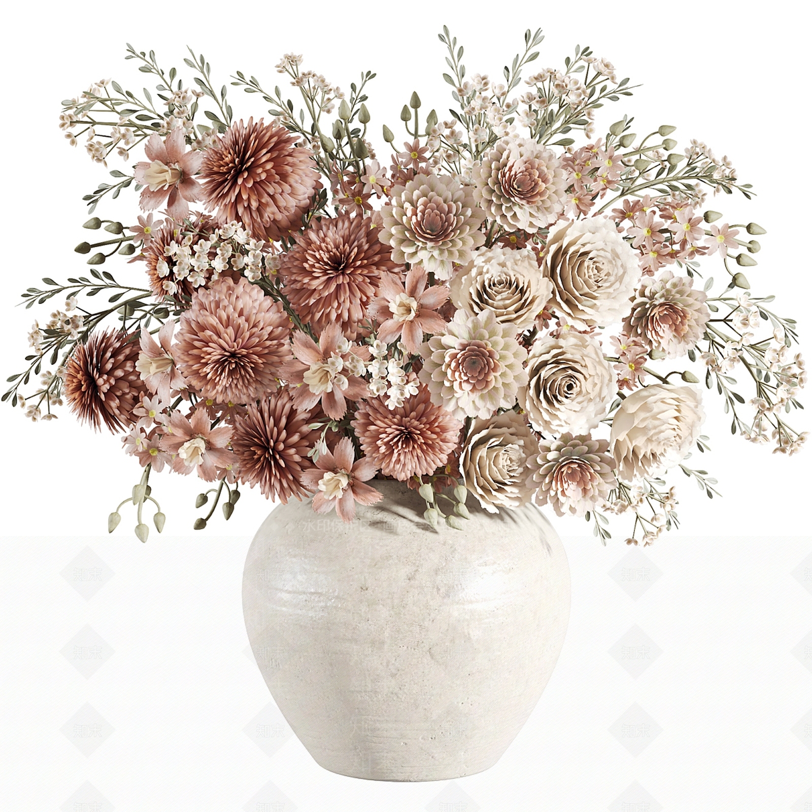 新中式侘寂花艺3D模型下载【ID:1198880190】