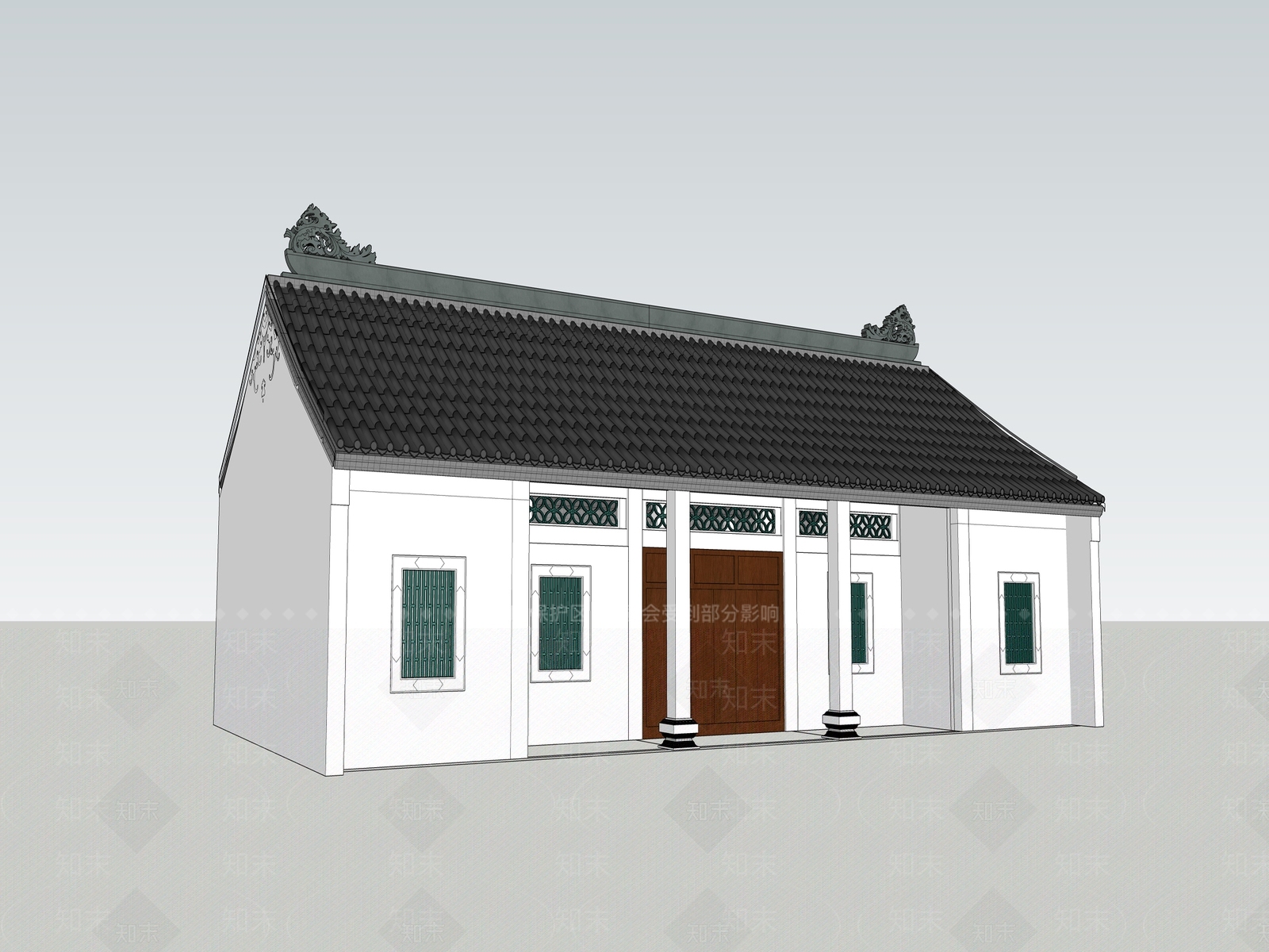 中式小公建SU模型下载【ID:1198884131】