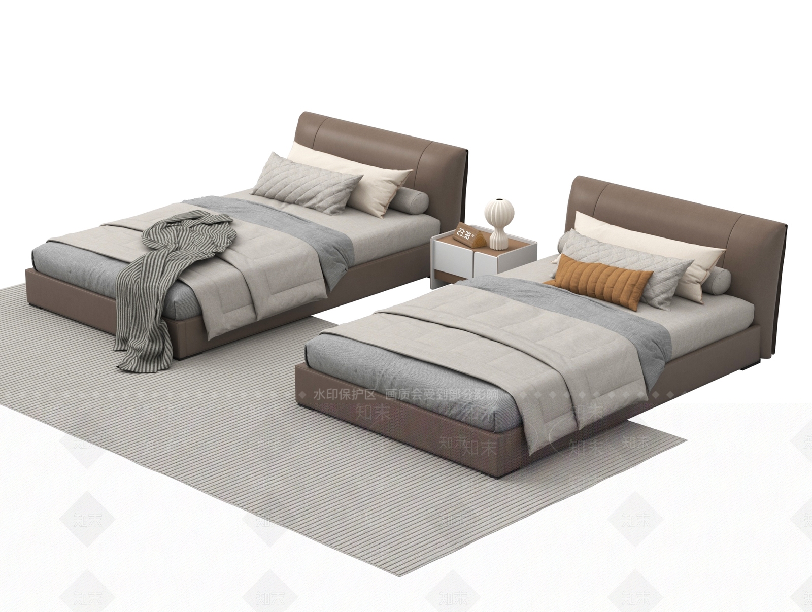 现代意式单人床3D模型下载【ID:1198884498】
