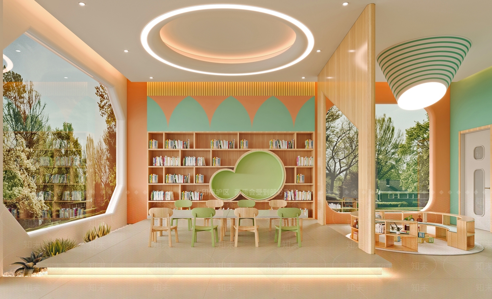 现代奶油幼儿园3D模型下载【ID:1198884814】