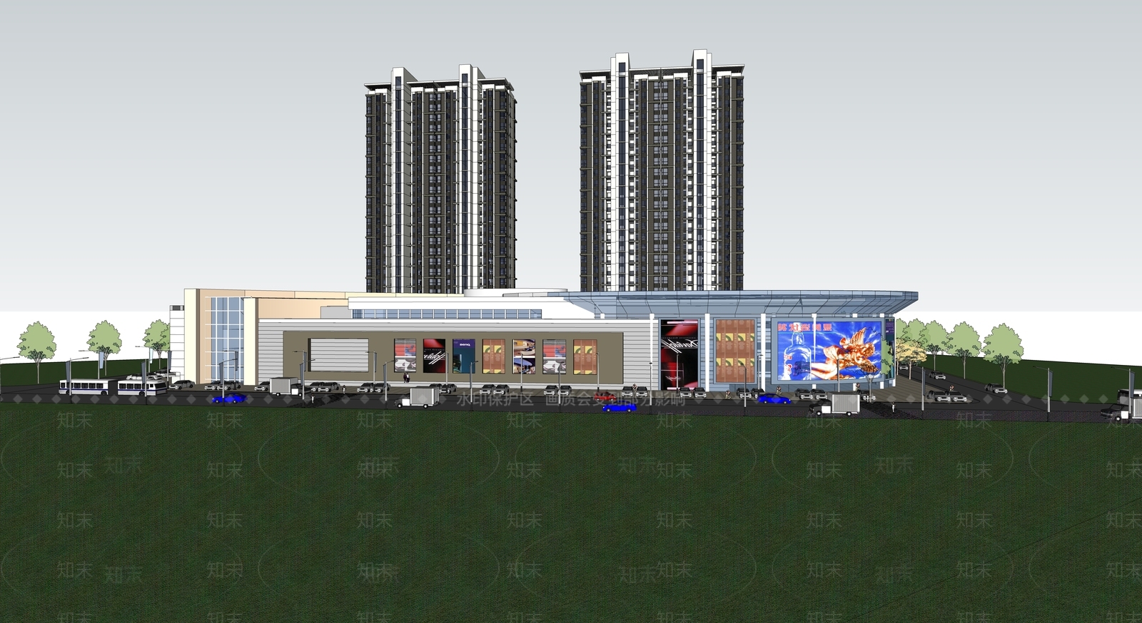 现代极简商场建筑SU模型下载【ID:1198890234】