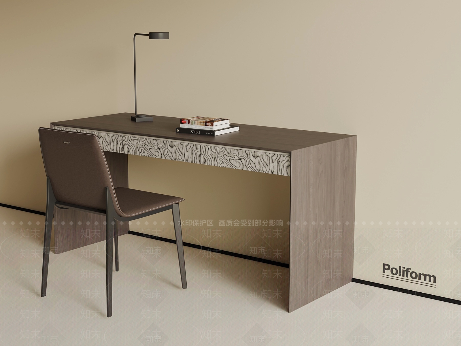 现代意式书桌椅3D模型下载【ID:1198898523】