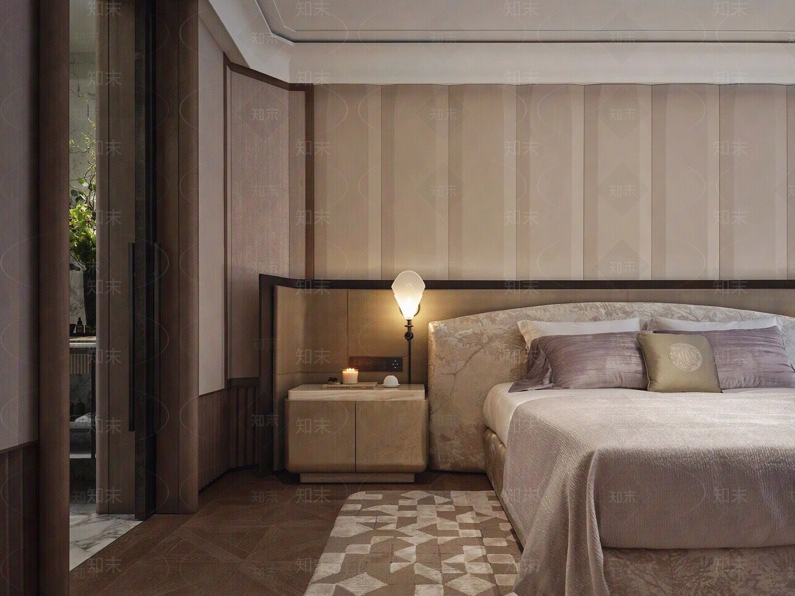 新中式轻奢卧室贴图下载【ID:1198899211】