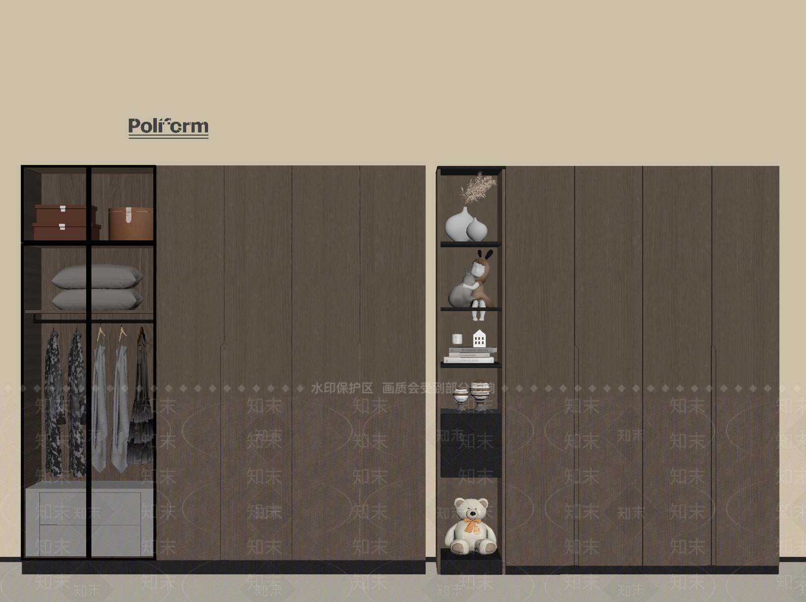 现代意式衣柜SU模型下载【ID:1198900727】