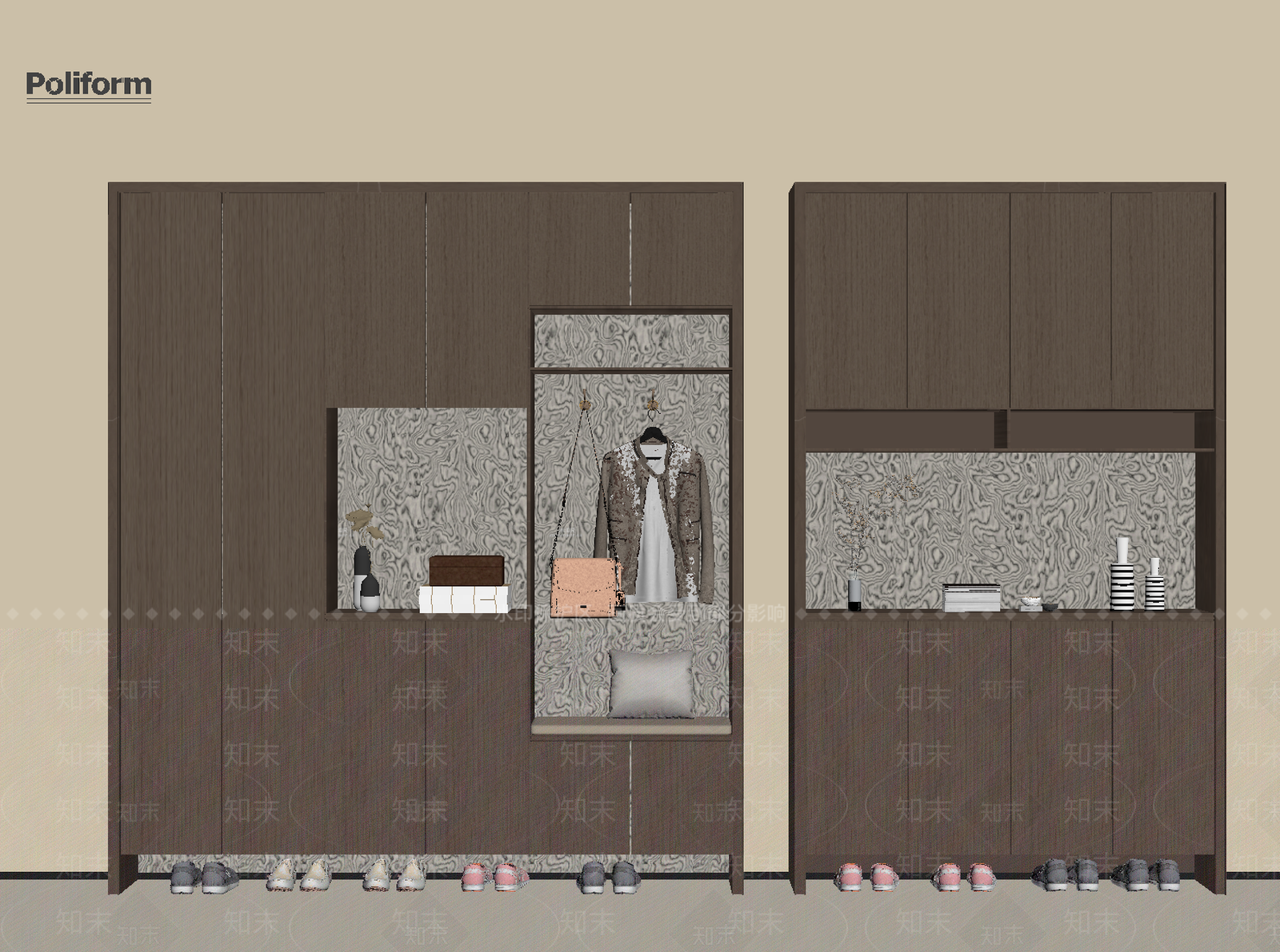 现代意式鞋柜SU模型下载【ID:1198901353】