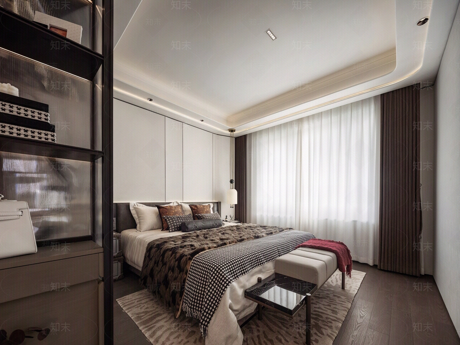 新中式轻奢卧室贴图下载【ID:1198901473】