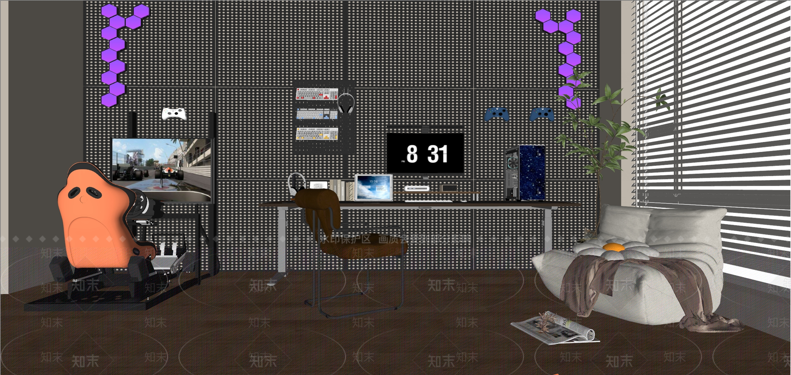 现代书房SU模型下载【ID:1198902254】