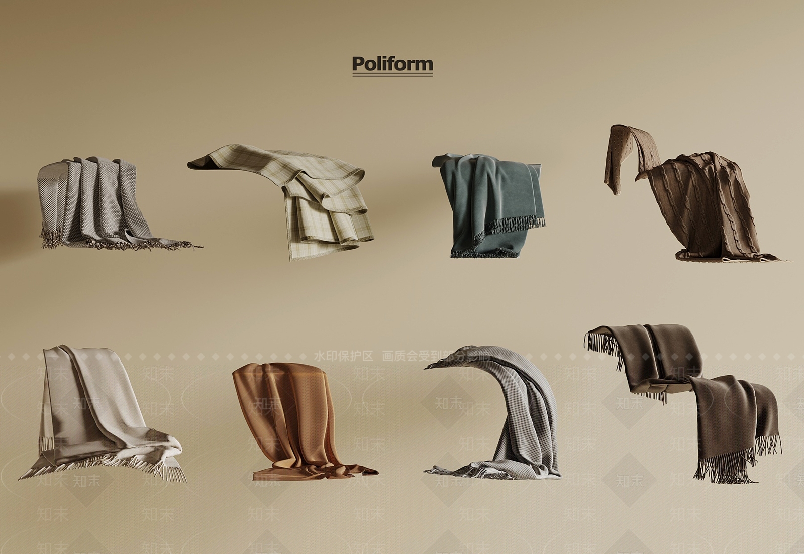 现代床品SU模型下载【ID:1198904229】