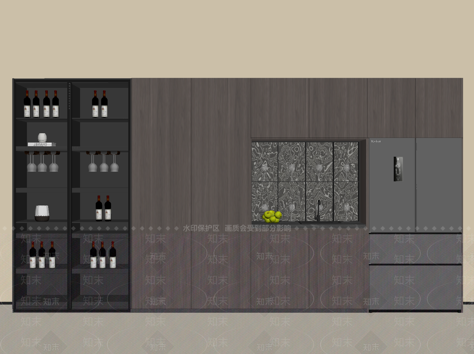 现代意式酒柜SU模型下载【ID:1198908811】