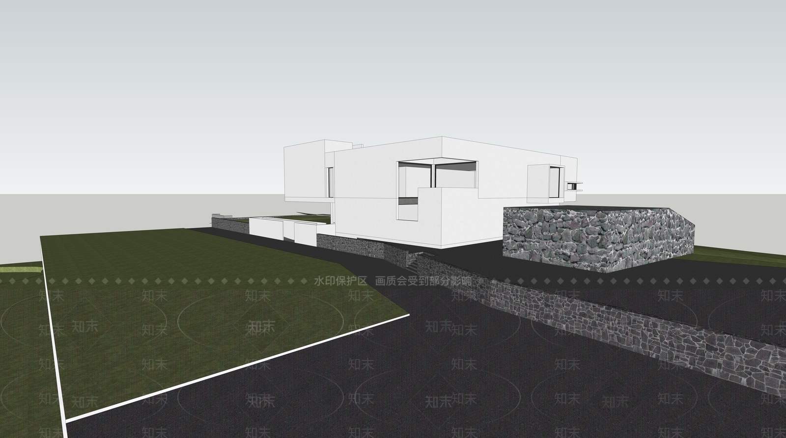 现代展览馆建筑SU模型下载【ID:1198909857】