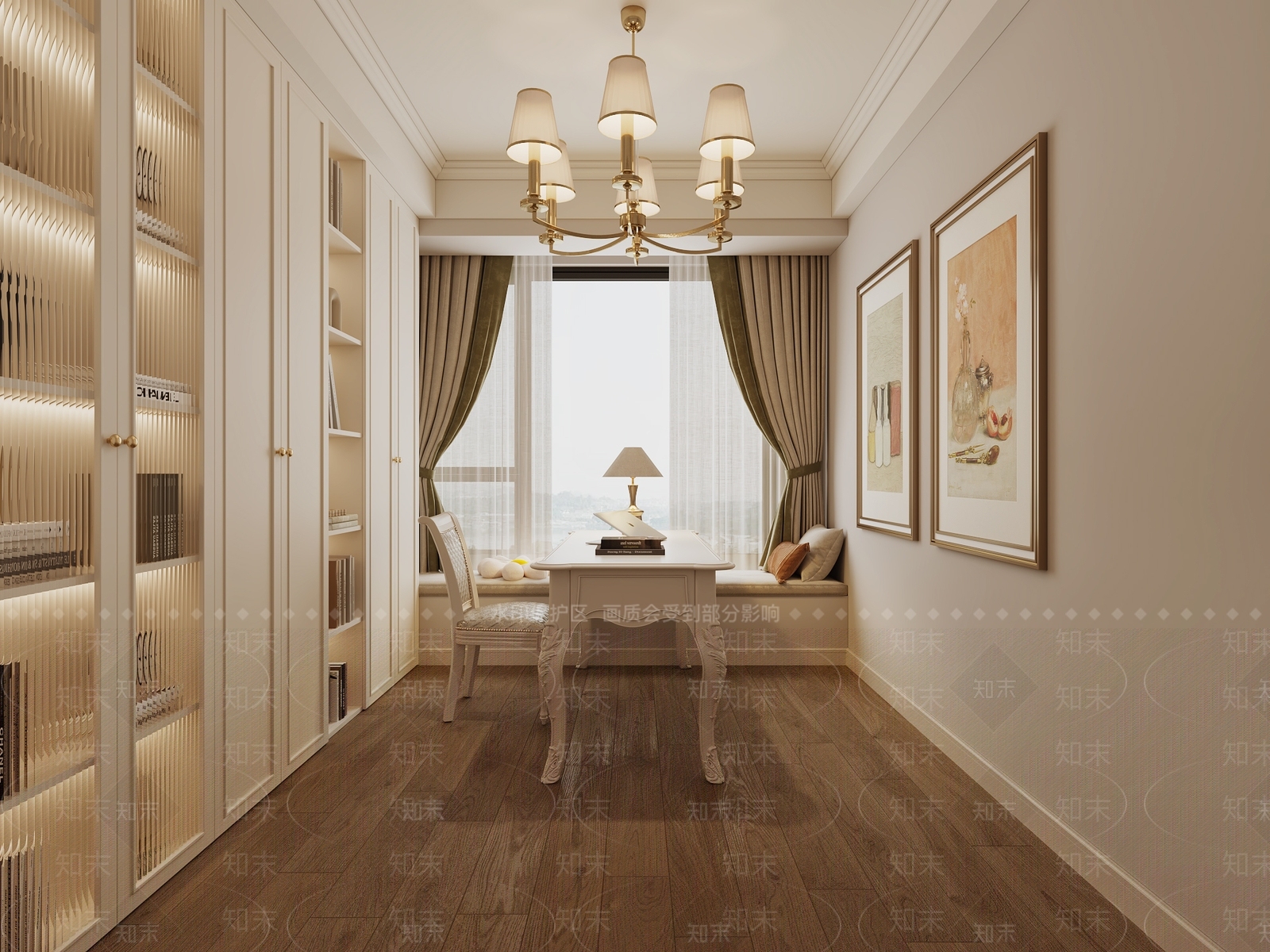 法式美式书房3D模型下载【ID:1198912186】