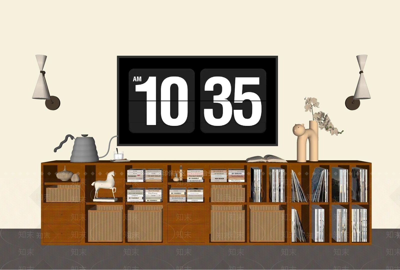 复古中古电视柜SU模型下载【ID:1198917246】