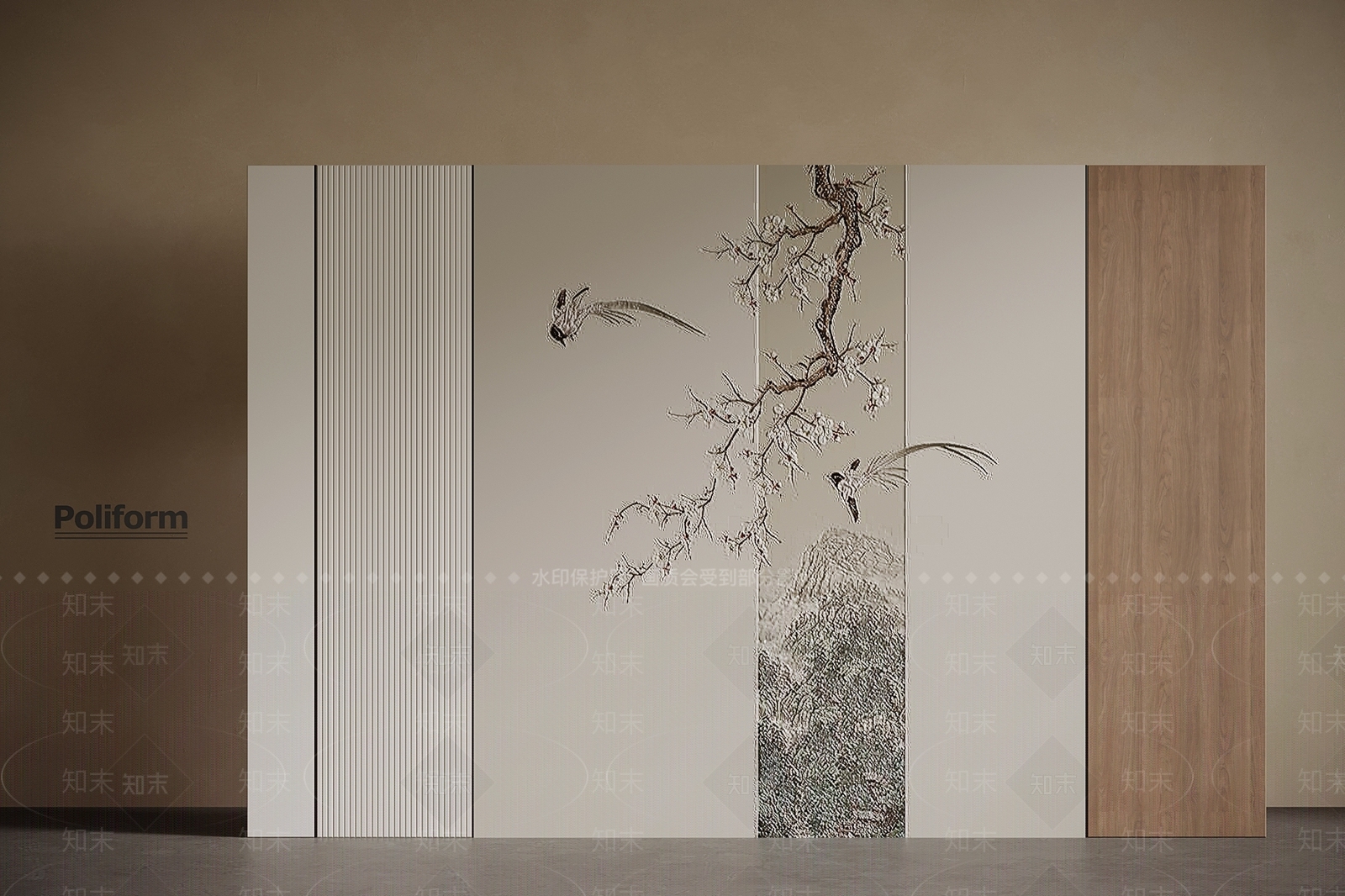 新中式玄关背景墙3D模型下载【ID:1198916420】