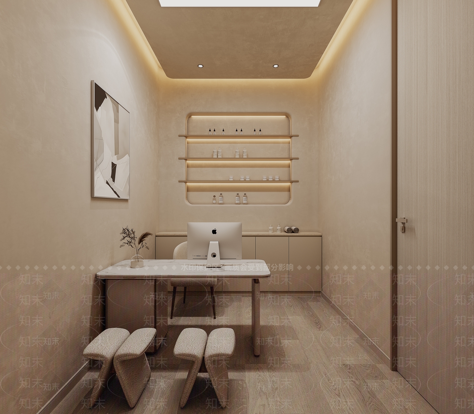 奶油侘寂美容院3D模型下载【ID:1198920028】