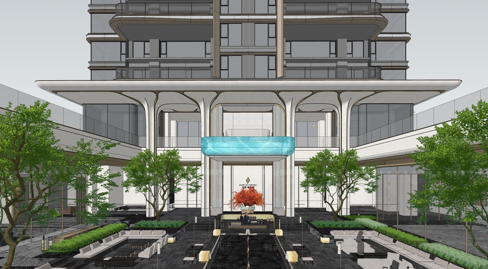 现代简约小区建筑SU模型下载【ID:1199074407】