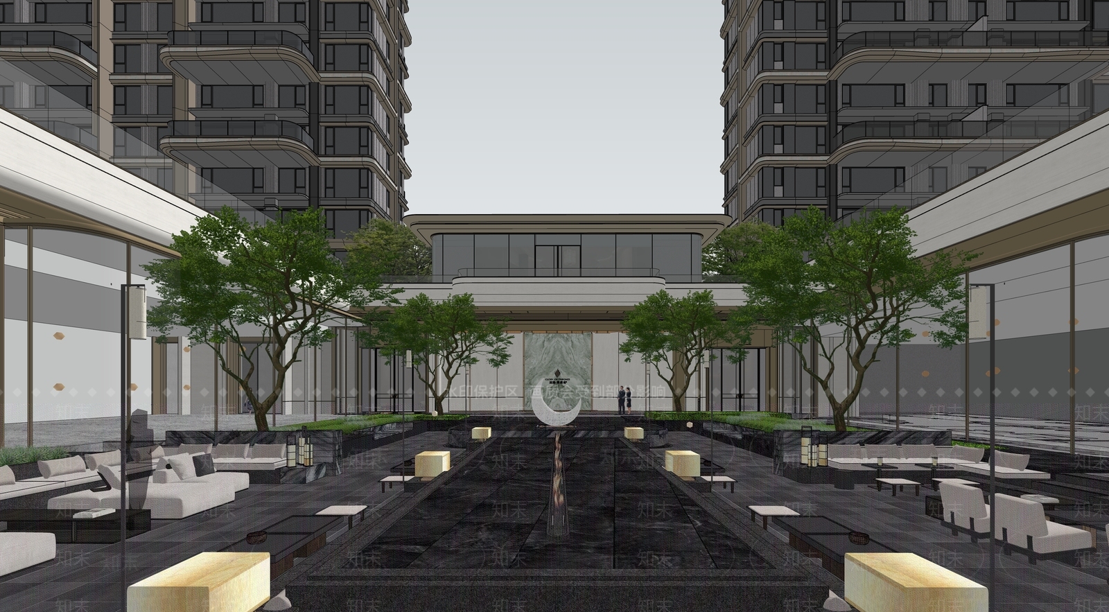 现代简约小区建筑SU模型下载【ID:1199074407】