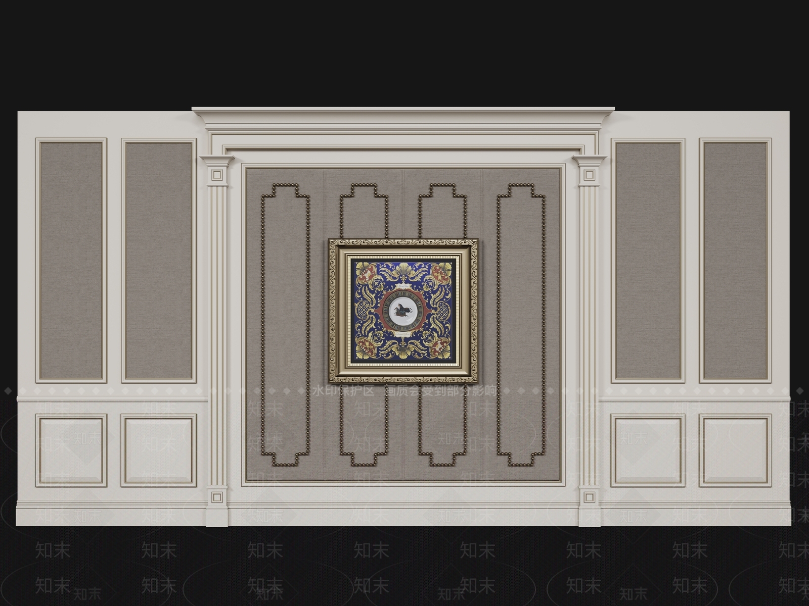 法式欧式背景墙SU模型下载【ID:1198922592】