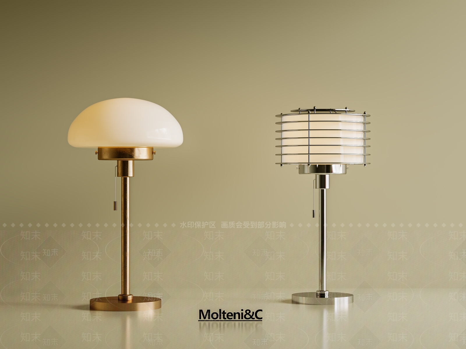 轻奢中古台灯SU模型下载【ID:1198922460】