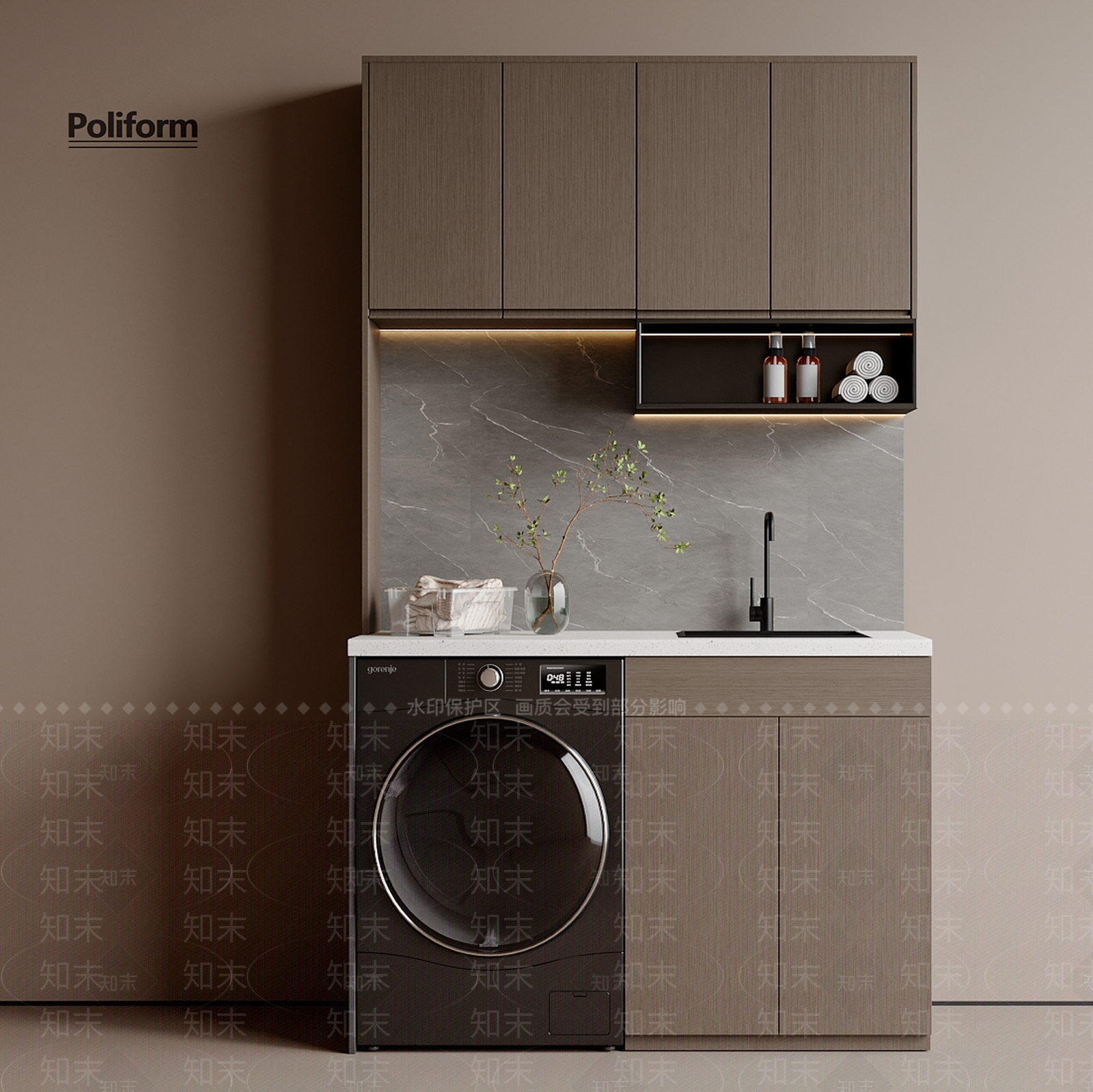 现代意式洗衣机柜3D模型下载【ID:1198922753】