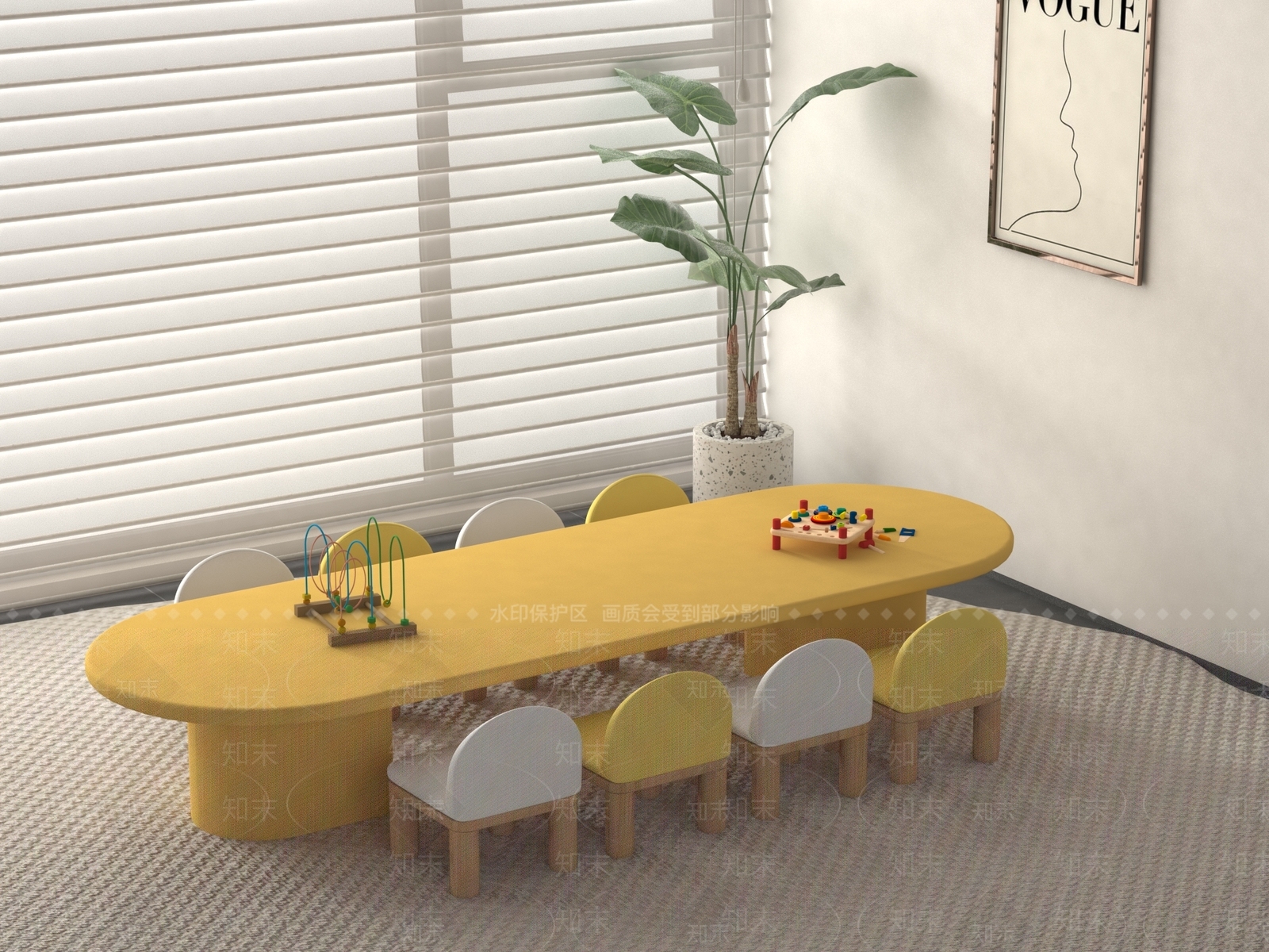 现代儿童桌椅SU模型下载【ID:1198929256】